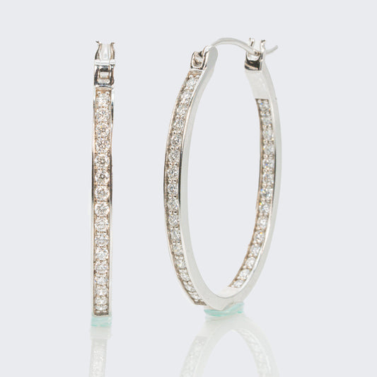 9 carat white gold and diamond hoops