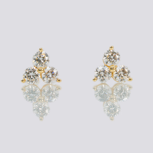 18 carat yellow gold diamond cluster studs