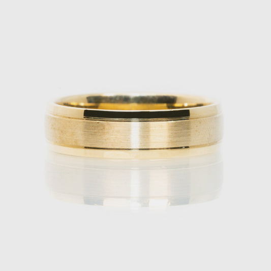 9 carat yellow gold brushed finish gents ring