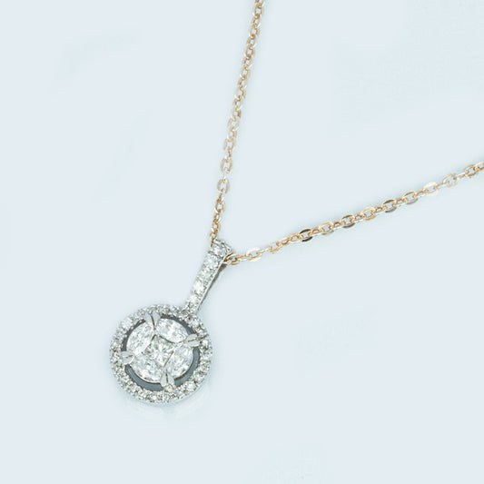 9 carat white gold diamond halo pendant