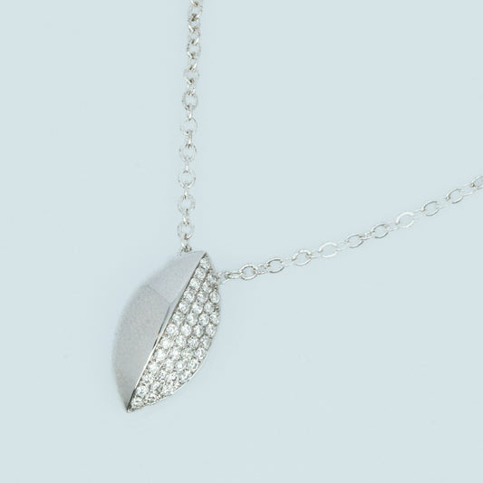 18 carat white gold diamond pave set marquise pendant